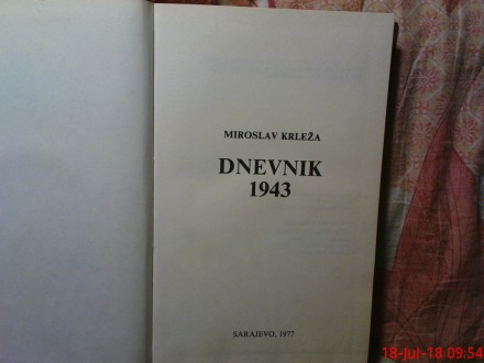 MIROSLAV KRLEZA -DNEVNIK   1943