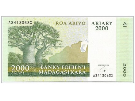 Madagascar 2000 ariary 2009. UNC