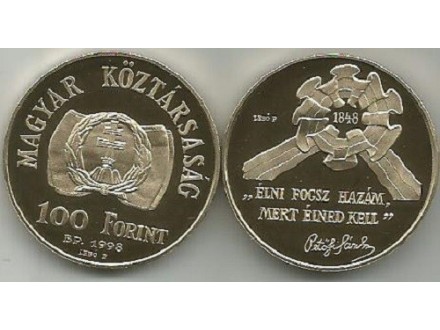 Madjarska 100 forinti 1998. PROOF Revolucija 1848.
