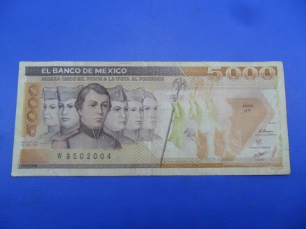 Meksiko-Mexico 5000 Pesos 1987, v23, P6879, eR