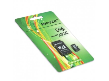 Memorijska kartica MemoStar Micro SD 64GB UHS-1 Class 10 + SD adapter