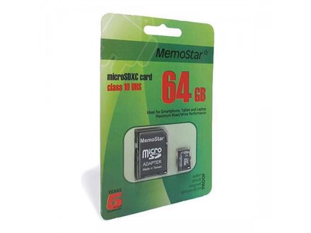 Memorijska kartica MemoStar Micro SD 64GB UHS-1 Class 10 + SD