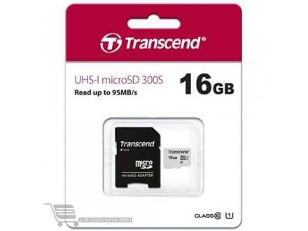 Memorijska kartica Transcend Micro SDHC 16GB + SD adapter TS16GUSD300S-A