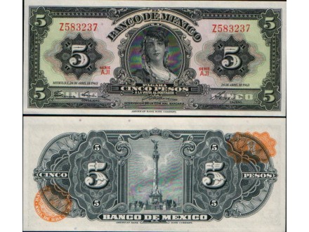 Mexico 5 Pesos 1963. P-60h. UNC.