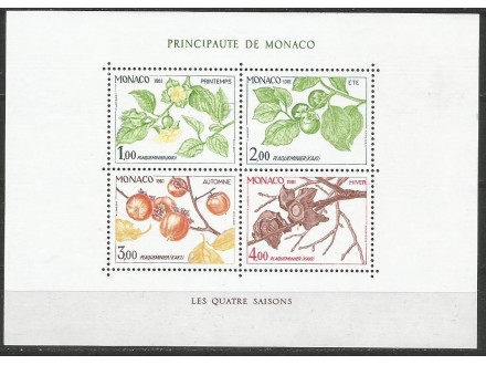Monako,Flora-Četiri godišnja doba I 1981.,blok,čisto