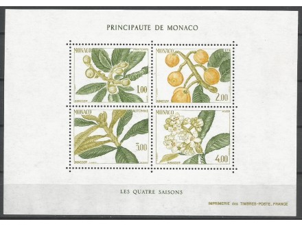 Monako,Flora-Četiri godišnja doba III 1985.,blok,čisto
