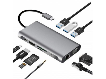 Multifunkcionalni USB hub `10 u 1`