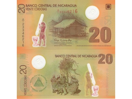 NICARAGUA Nikaragva 20 Cordobas 2012 UNC, P-202b Polyme