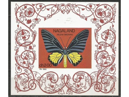 Nagaland,Fauna-Leptir 1971.,blok,čisto