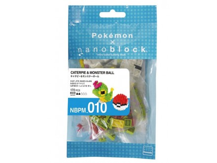 Nanoblok kockice - Pokemon, Caterpie Chenipan Raupy and Pokeball, 170 pcs - Pokemon