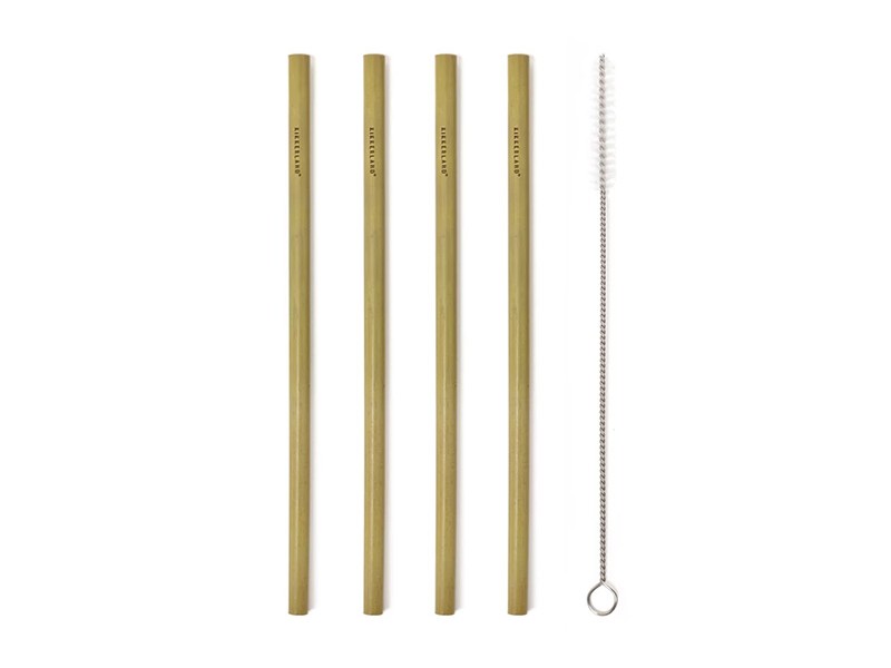Natural Bamboo Straws, set 1/8 +Brush