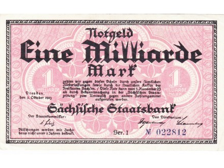 Nemacka 1 milijarda maraka 1923 Dresden