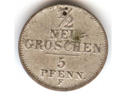 Nemacka Saxony Albertine 1/2 neu groschen 1853