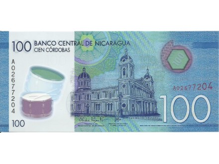Nicaragua 100 cordobas 2015. UNC Polymer