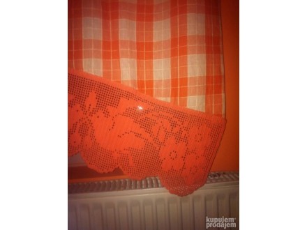 Nova heklana orange zavesa rucni rad