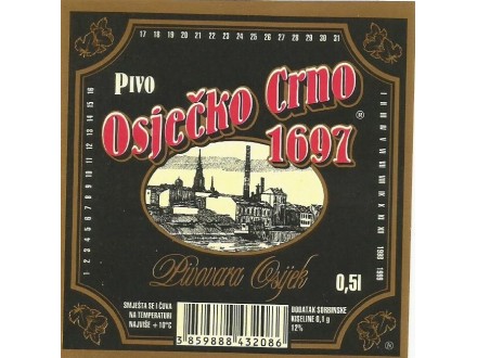 OSJECKO PIVO pivska etiketa pivovara Osijek