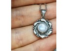 Ogrlica od srebra sa kristalom mesecevim kamenom Rainbo