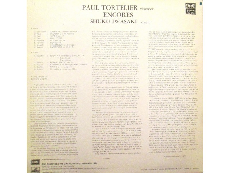 PAUL TORTELIER - Encores