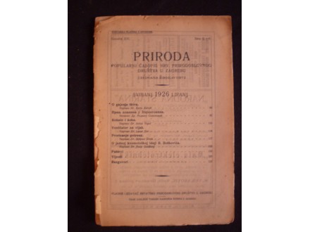 PRIRODA - časopis svibanj-lipanj 1926.