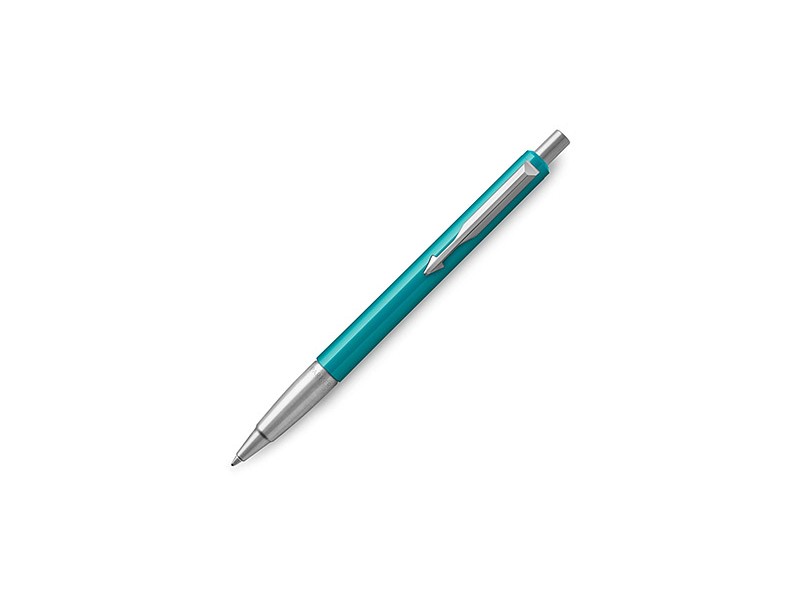 Parker Medium Vector Chrome Trim Point Ballpoint Pen - Emerald/Blue - Parker
