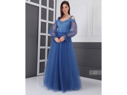 Plava duga svecana haljina