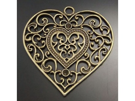 Privezak boje bronze srce 58x59mm