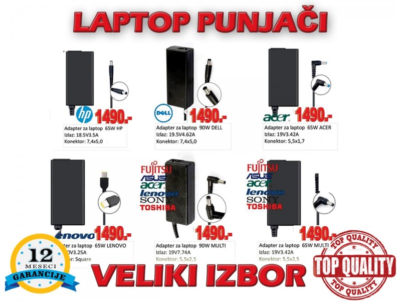 Punjač za LENOVO ThinkPad T440, T450, T460 T470.. 65W-
