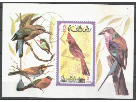 Ras al Kaima,Fauna-Ptice 1972.,blok,žigosano