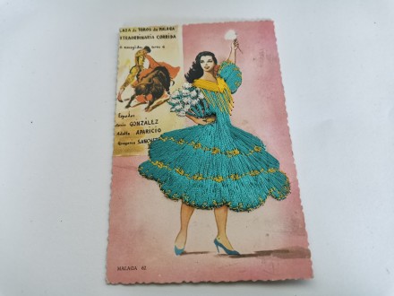 Razglednica - Spanija, devojka u haljini, 50e