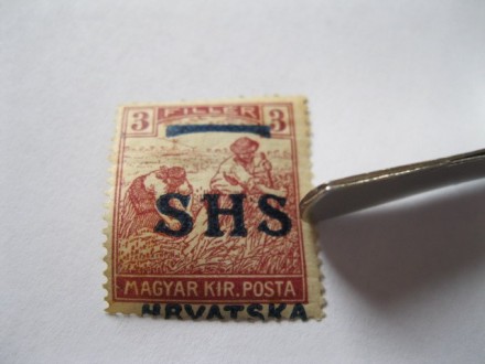SHS Hrvatska, 1918., 3 filera , POMEREN pretisak