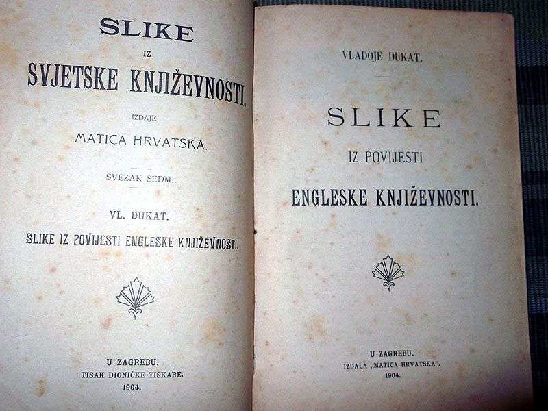 SLIKE IZ POVIJESTI ENGLESKE KNJIŽEVNOSTI - Dukat (1904)