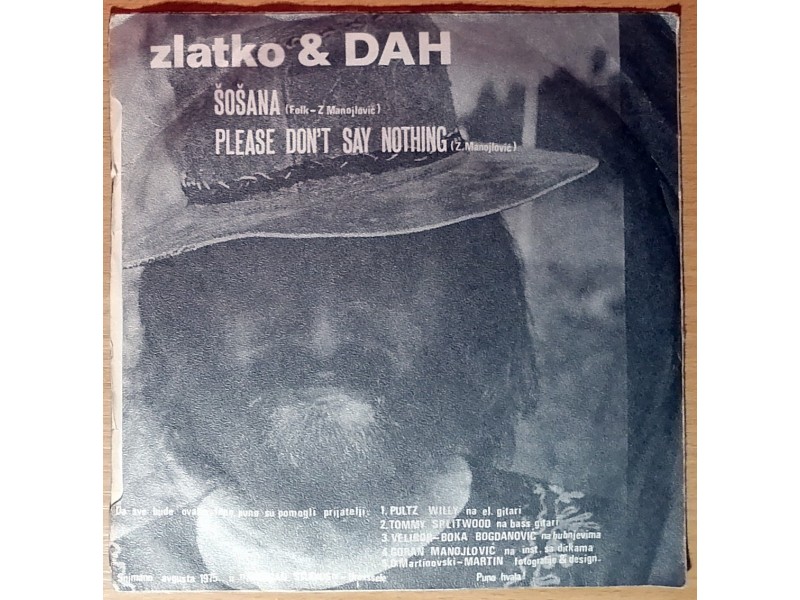 SP DAH - Šošana (1975) 1. pressing, VG-/VG
