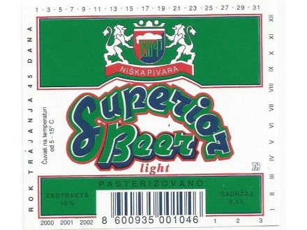 SUPERIOR BEER NISKA PIVARA etiketa