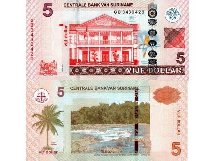SURINAME Surinam 5 Dollars 2012 UNC, P-162