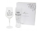 Set čaša za vino i pivo - Amore, Mr Right &; Mrs Always Right