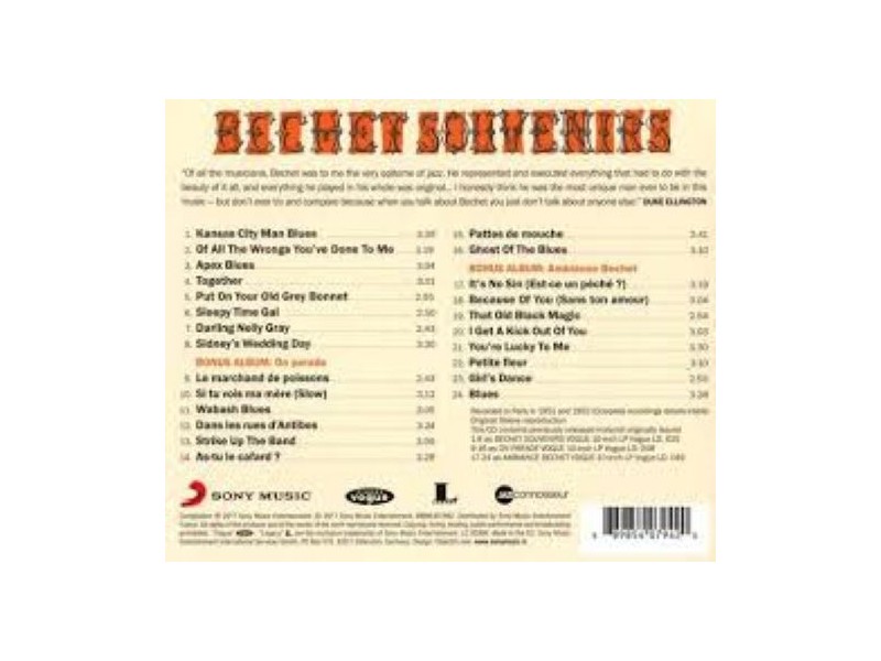 Sidney Bechet-Bechet  Souvenirs(cd)/2017,compilation/
