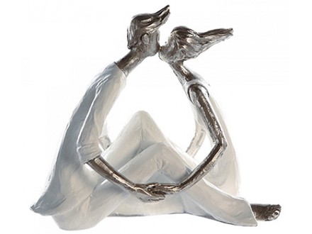 Skulptura - Kiss Me, white/silver