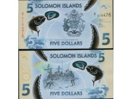 Solomon Islands 5 Dollars 2019. UNC Polymer.
