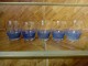 Stare staklene čaše sa plavo peskarenim donjim delom slika 2