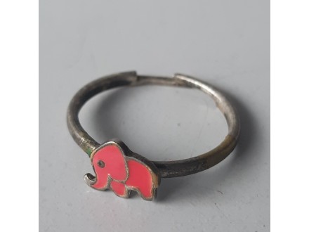 Stari neobican prsten emajl motiv slon