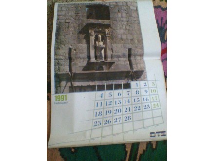 Stari,veliki,zidni kalendar za 1991.godinu