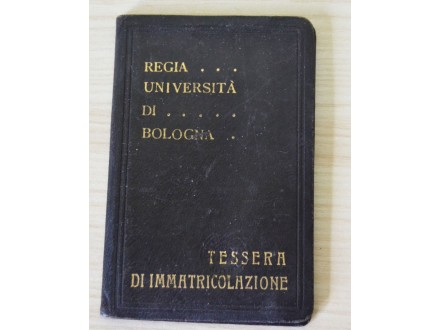 Studentska knjižica Univerzitet Bolonja 1939. godina