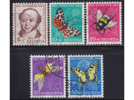 Švajcarska 1954 `Pro Juventute` insekti, poništeno (o)
