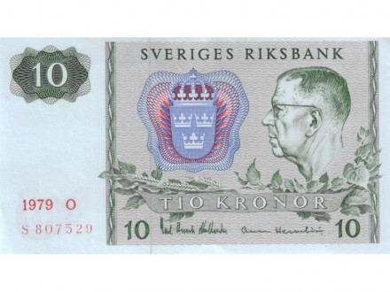 Svedska 10 kronor 1979 UNC