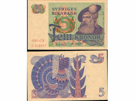 Švedska 5 Kronor 1981. UNC.