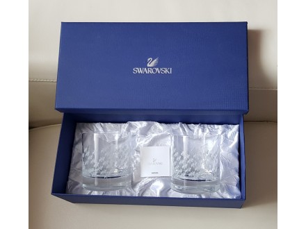 Swarovski Whiskey Glass Swans Signed, novo original