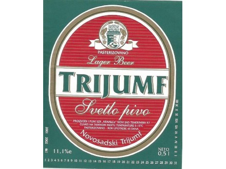 TRIJUMF Svetlo Pivo etiketa