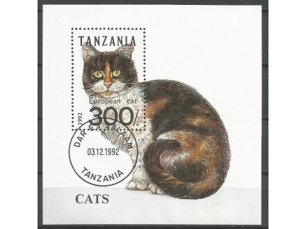 Tanzanija,Fauna-Mačke 1992.,blok,žigosano PD
