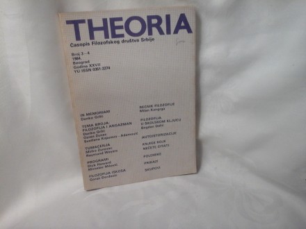 Theoria broj 3 - 4 1984 Filozofija i angažman