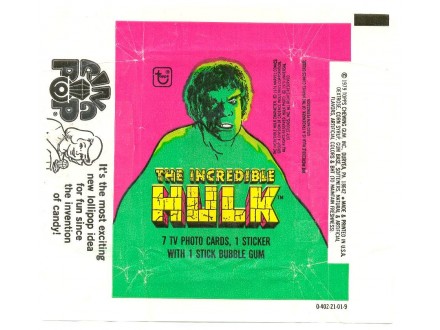 Topps omot `The Incredible Hulk` od žvaka i kartica